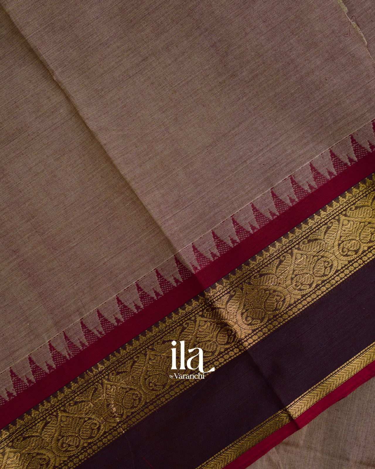 Warm Taupe Kanchipuram Cotton Saree