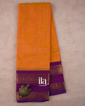 Turmeric Orange Korvai Kanchipuram Cotton Saree