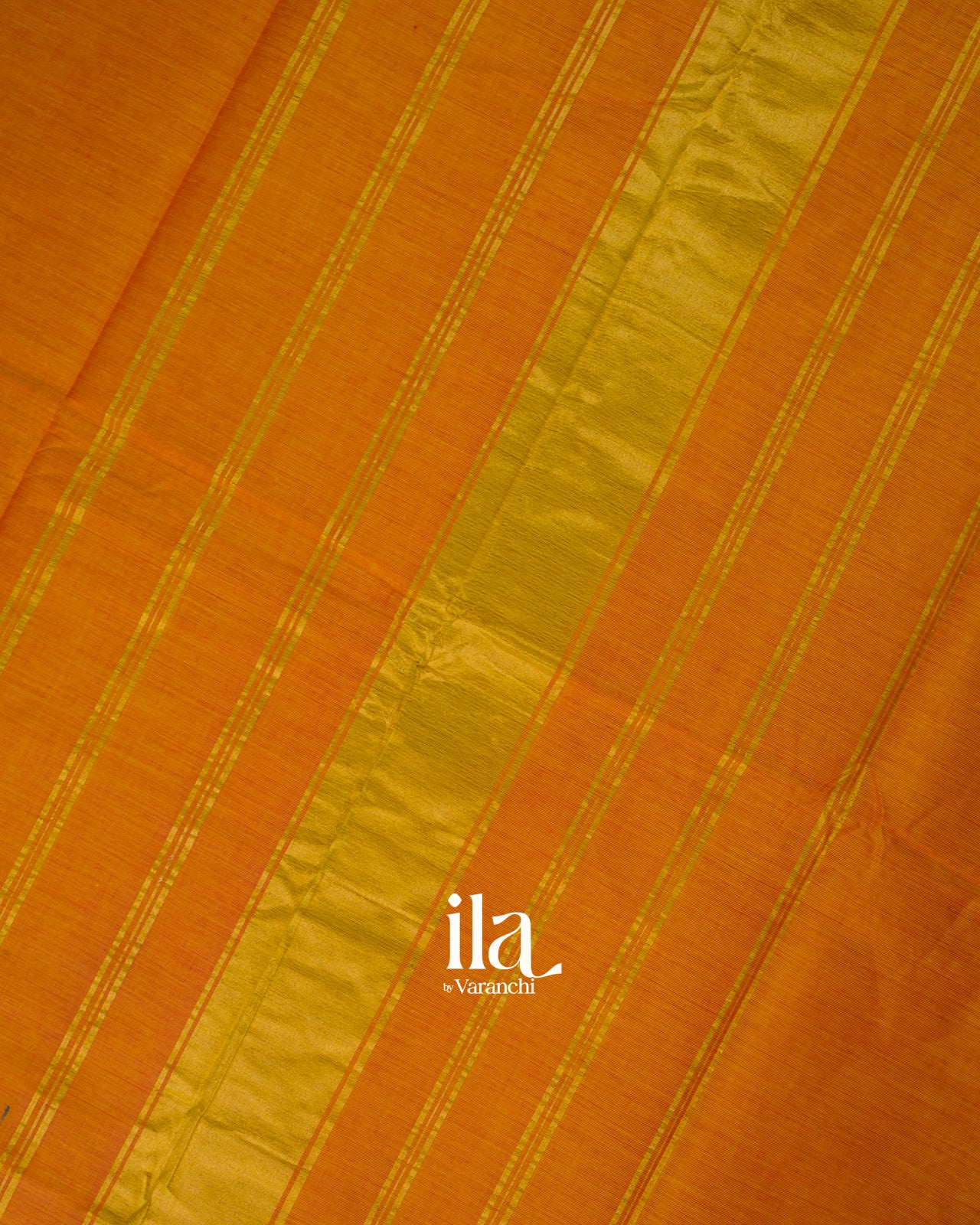 Turmeric Orange Korvai Kanchipuram Cotton Saree
