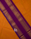 Turmeric Orange Korvai Kanchipuram Cotton Saree
