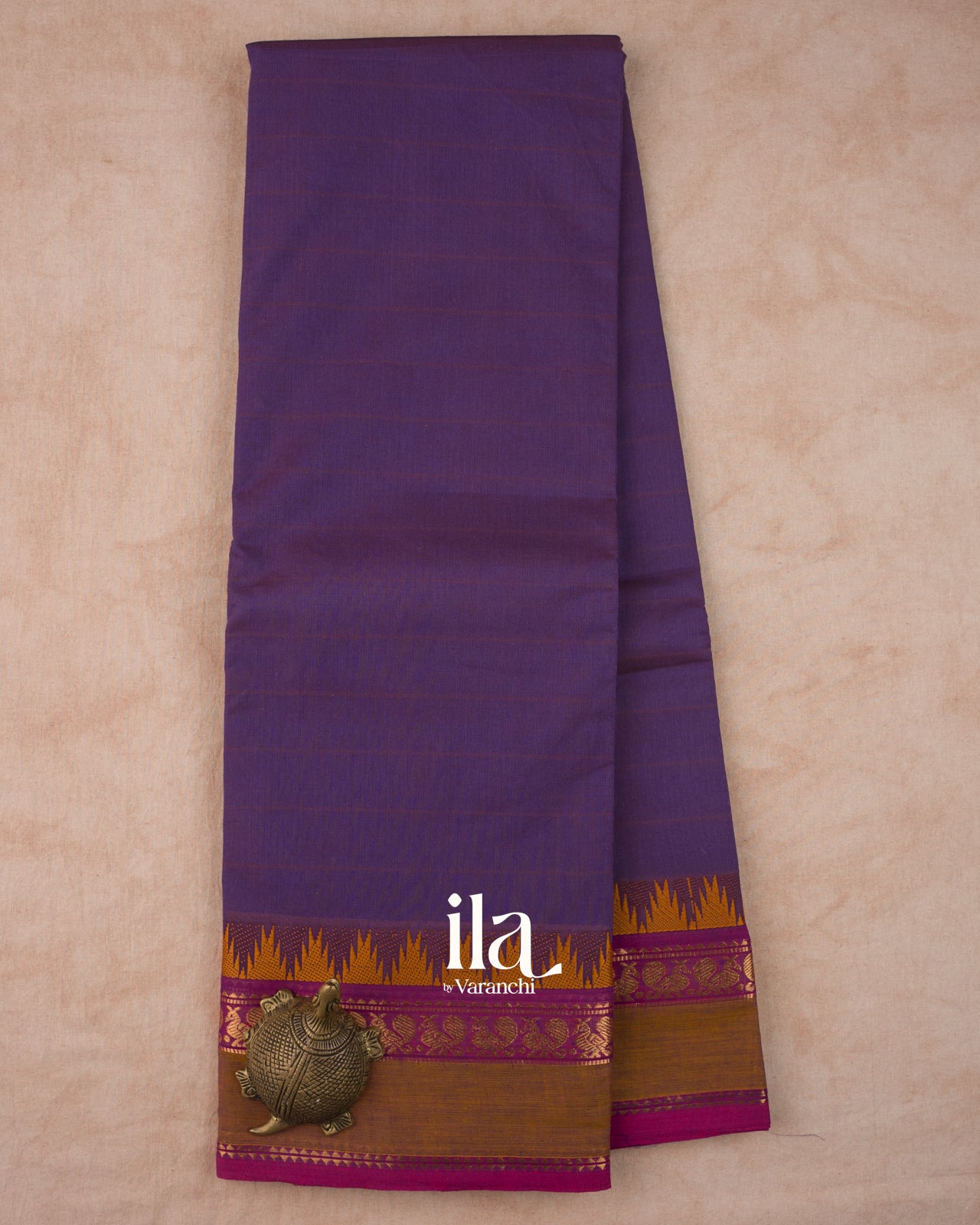 Violet Temple Border Kanchipuram Cotton Saree