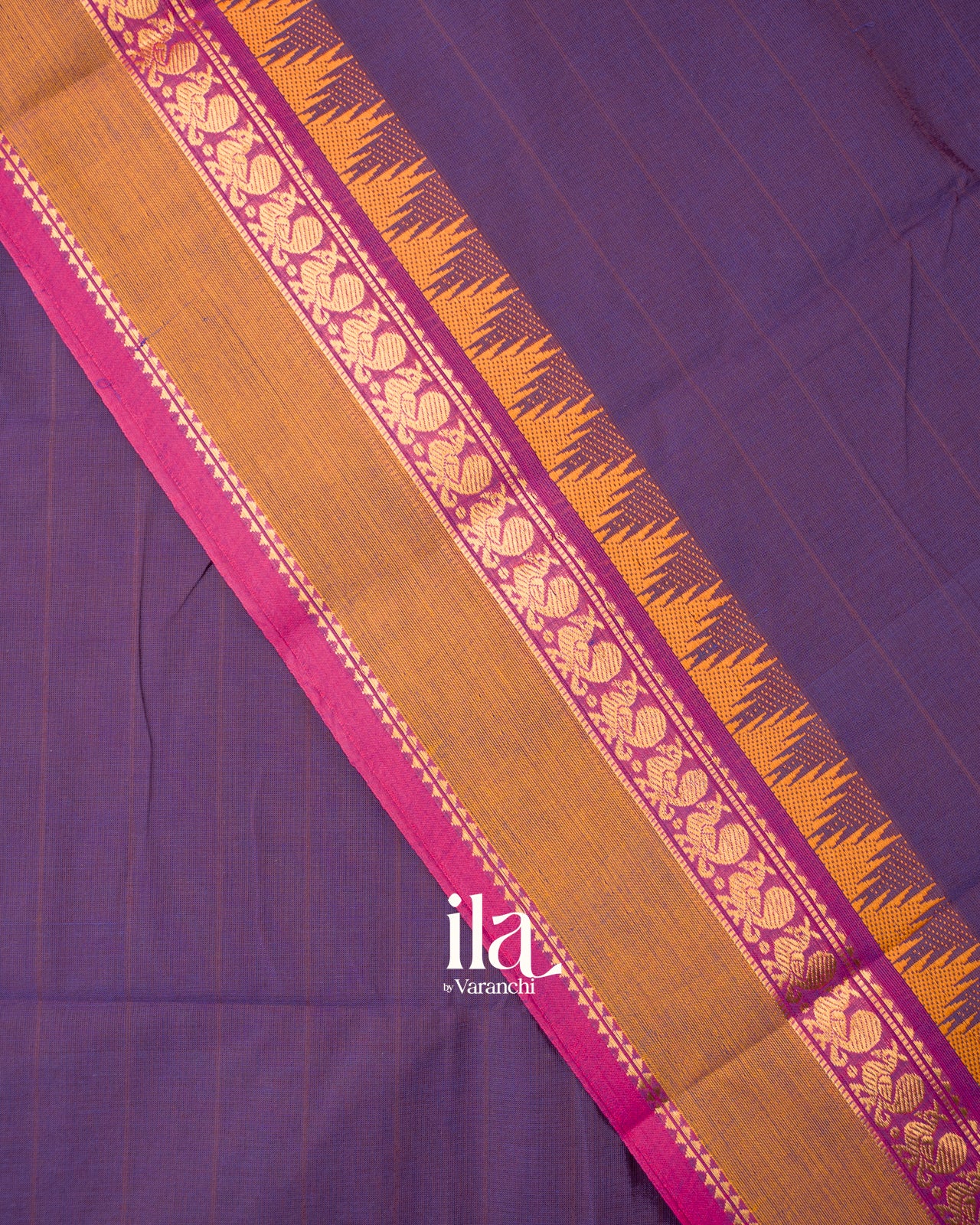 Violet Temple Border Kanchipuram Cotton Saree