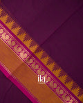 Deep Plum Temple Bordered Kanchipuram Cotton Saree
