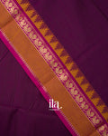 Deep Plum Temple Bordered Kanchipuram Cotton Saree