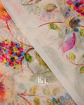 Ivory Floral Digital Printed Pure Kota Cotton Saree