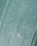 Pastel Blue Floral Applique Linen Saree