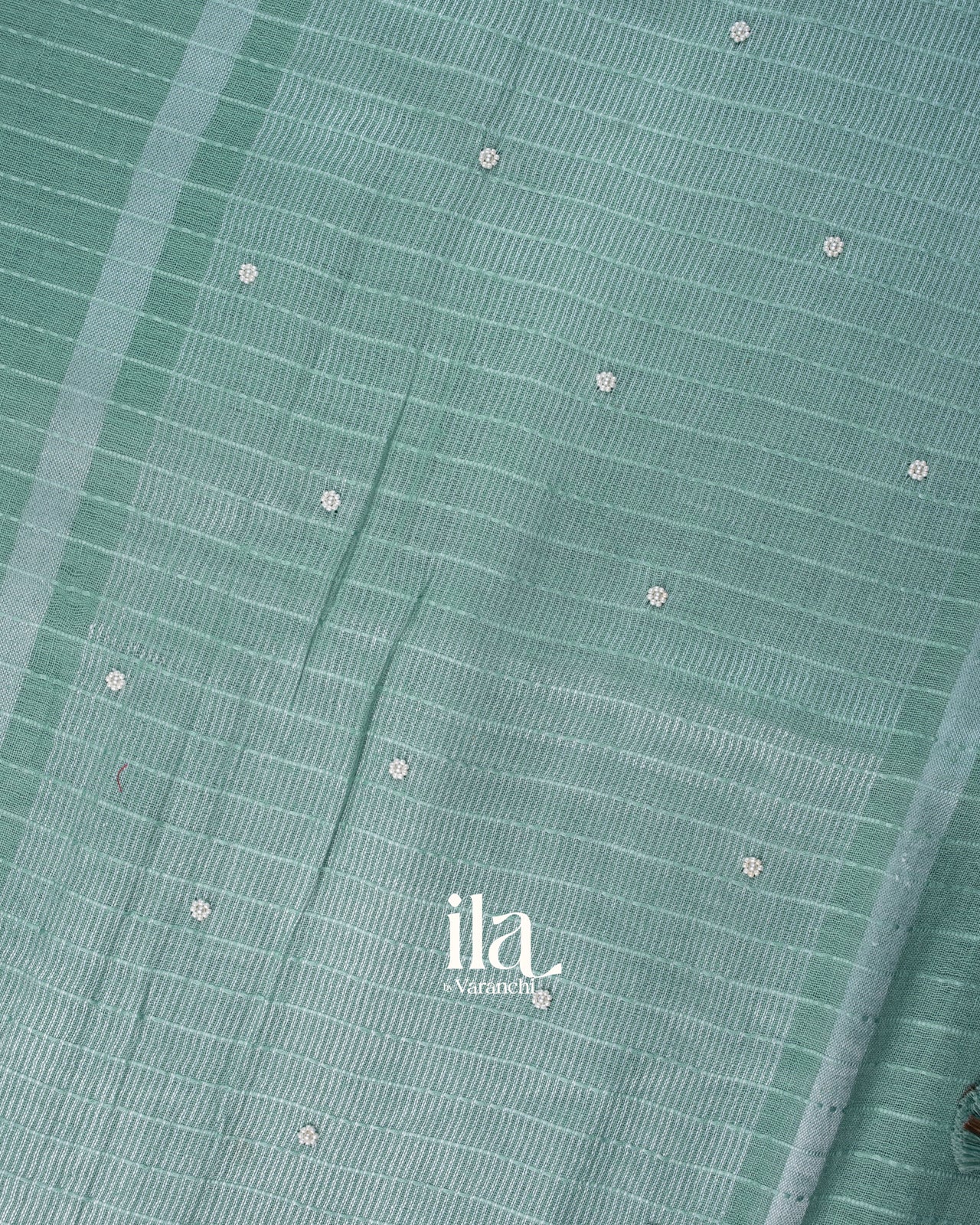 Pastel Blue Floral Applique Linen Saree