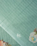 Pastel Blue Floral Applique Linen Saree