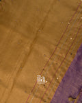 Violet Floral Embroidered Pure Linen Tissue Saree