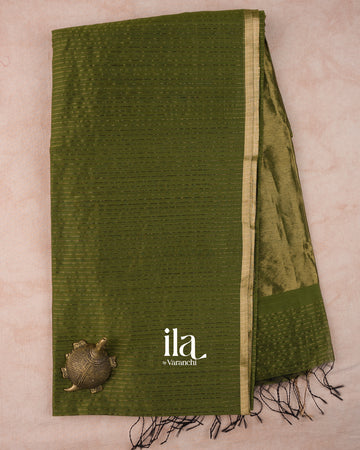 Forest Green Stripe Maheshwari Sico Saree