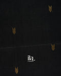 Jet Black Pure Maheshwari Silk Cotton Handloom Saree