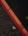 Jet Black Pure Maheshwari Silk Cotton Handloom Saree