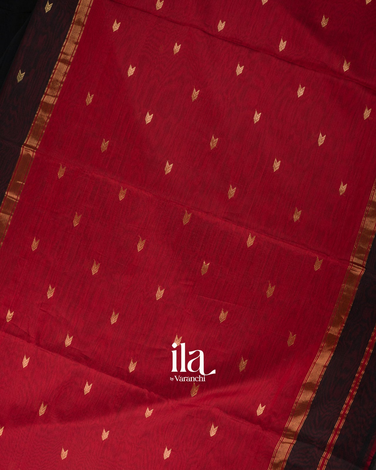 Jet Black Pure Maheshwari Silk Cotton Handloom Saree