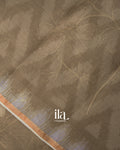 Chiku Brown Floral Semi Kora Saree
