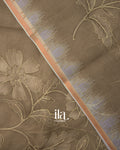 Chiku Brown Floral Semi Kora Saree