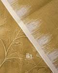 Mustard Yellow Floral Semi Kora Saree