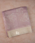 Lavender Floral Print and Embroidered Border Semi Kota Saree