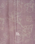 Lavender Floral Print and Embroidered Border Semi Kota Saree