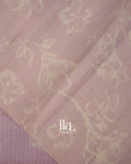 Lavender Floral Print and Embroidered Border Semi Kota Saree