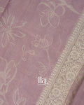 Lavender Floral Print and Embroidered Border Semi Kota Saree