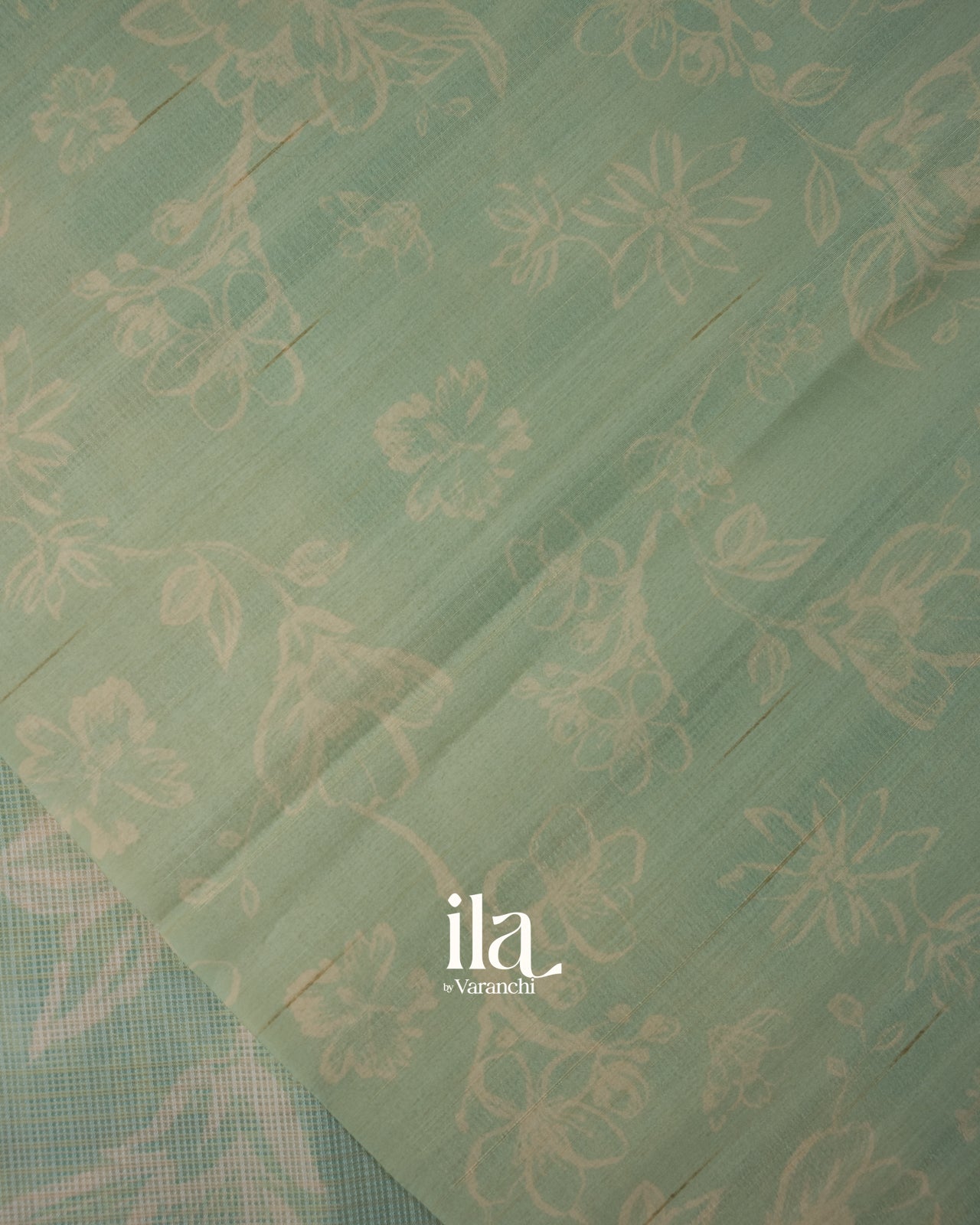 Mint Green Floral Semi Kota Saree
