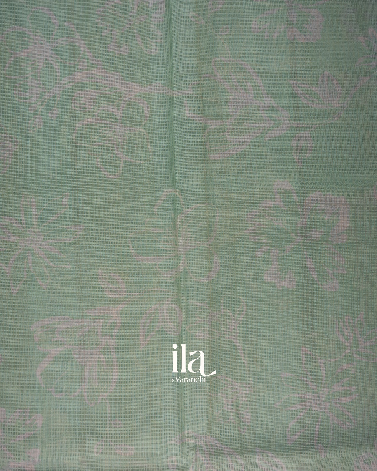 Mint Green Floral Semi Kota Saree