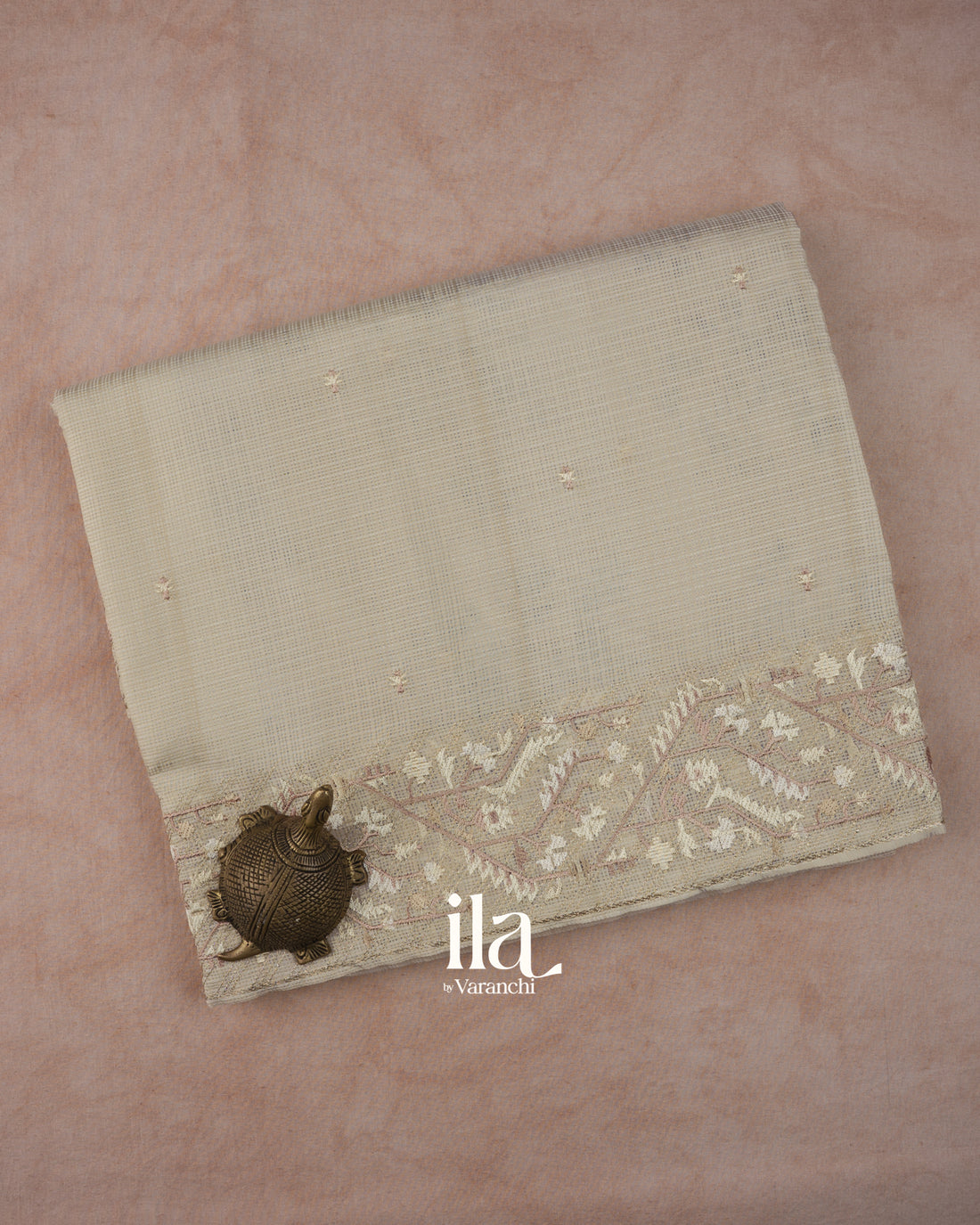 Off-White Dhakai Jamdani Semi Kota Saree