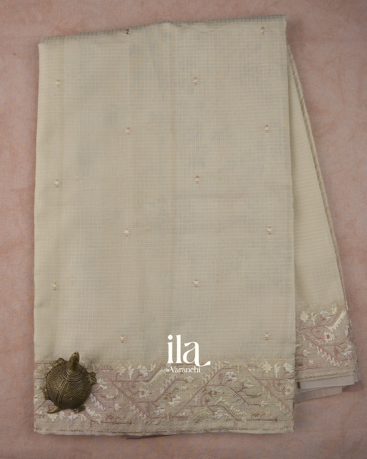 Off-White Dhakai Jamdani Semi Kota Saree