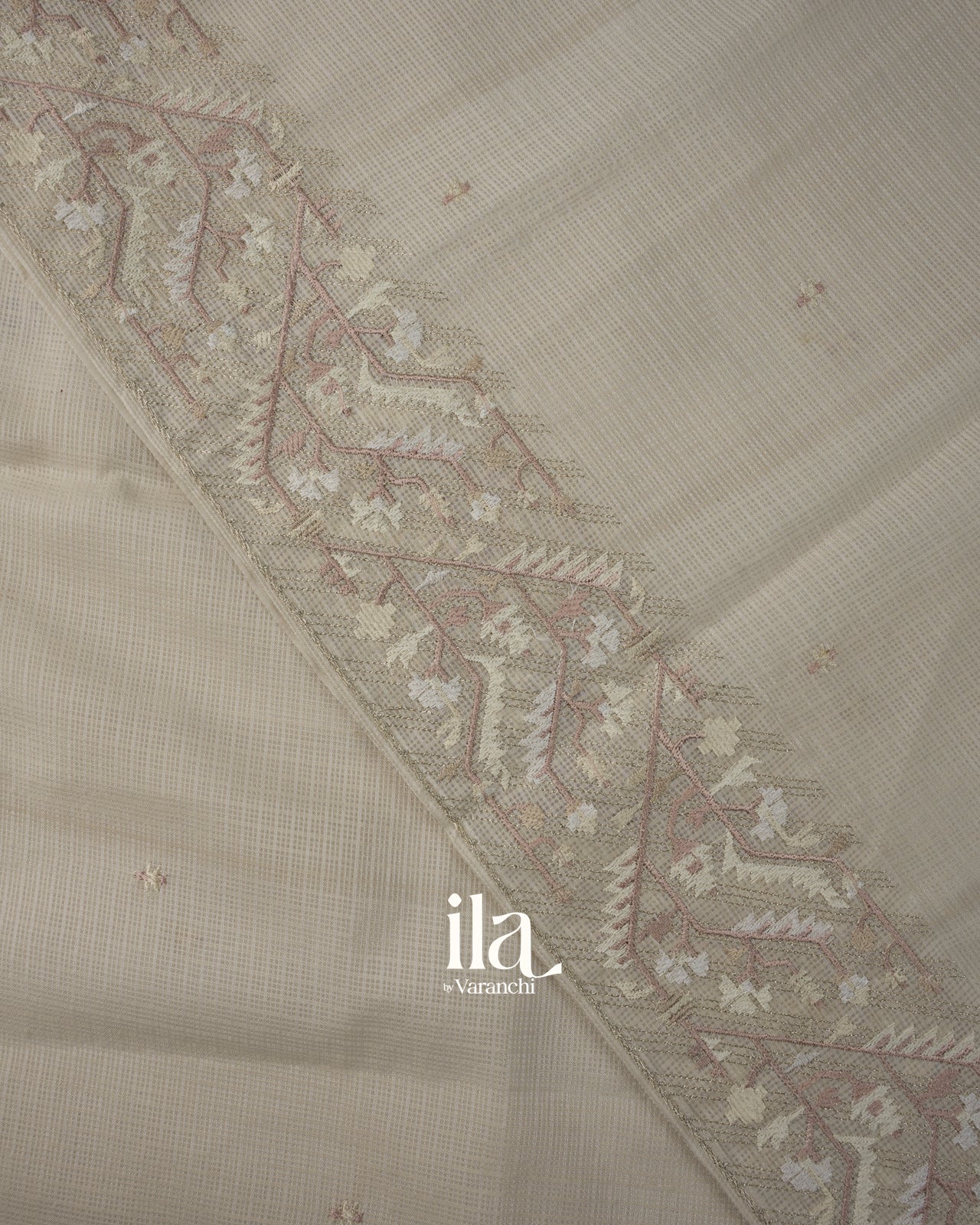 Off-White Dhakai Jamdani Semi Kota Saree