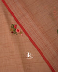 Dusty Rose Floral Embroidered Pure Semi Linen Saree