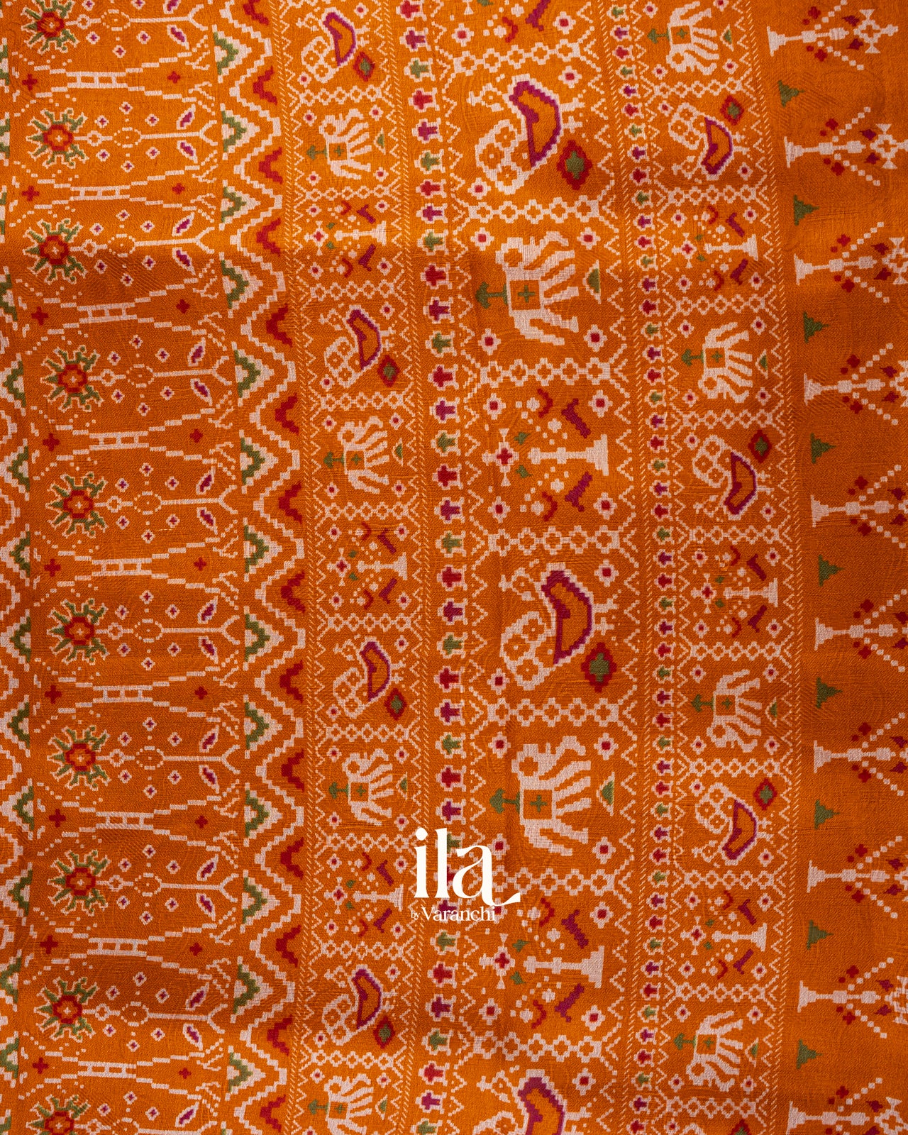 Mustard Yellow Ajrakh Printed Semi Silk Saree