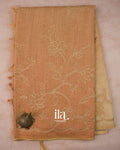 Sandel Wood Ombre Applique Semi Tissue Saree