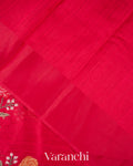 Pinkish Red Semi Tussar Silk Saree