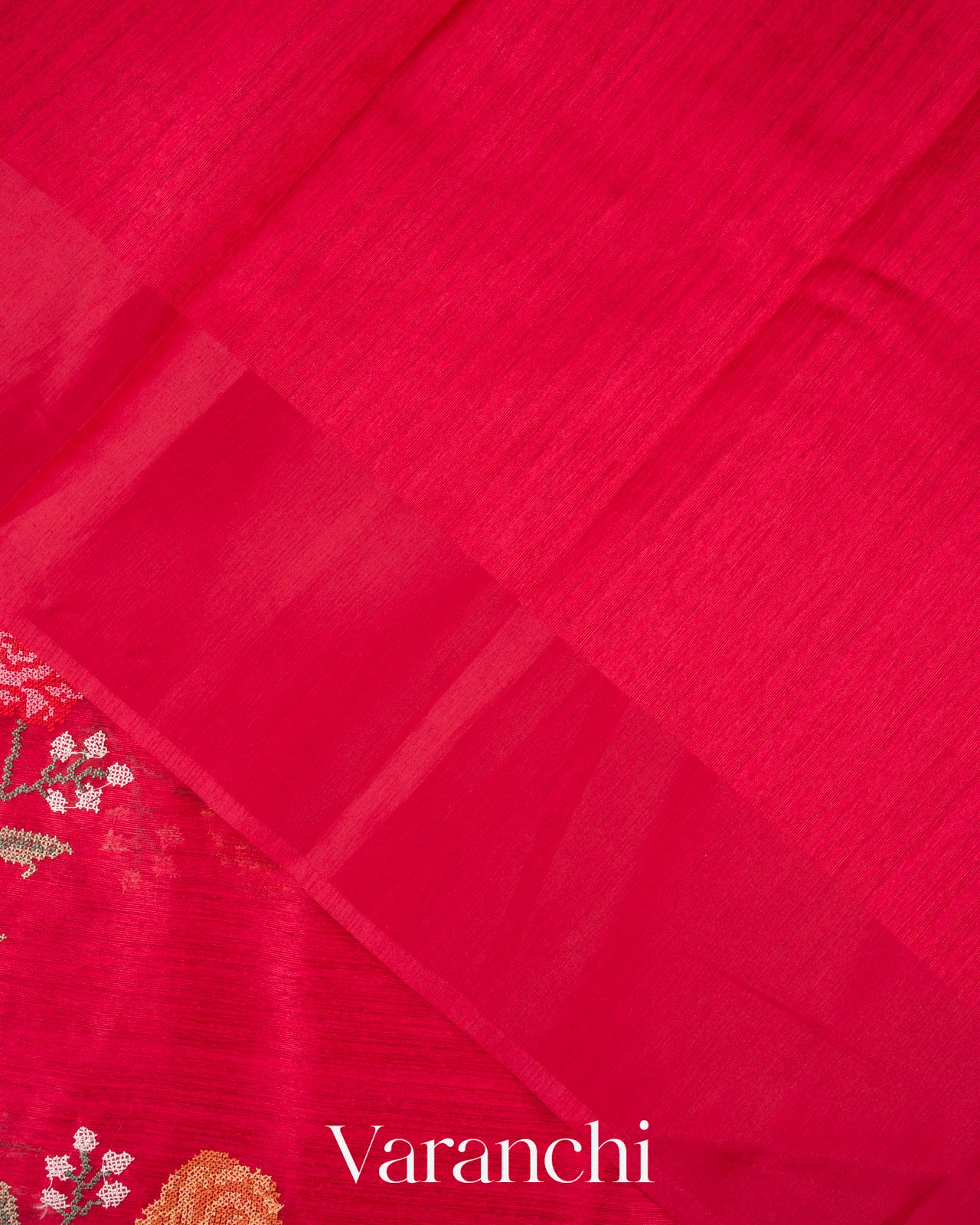 Pinkish Red Semi Tussar Silk Saree