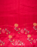 Pinkish Red Semi Tussar Silk Saree