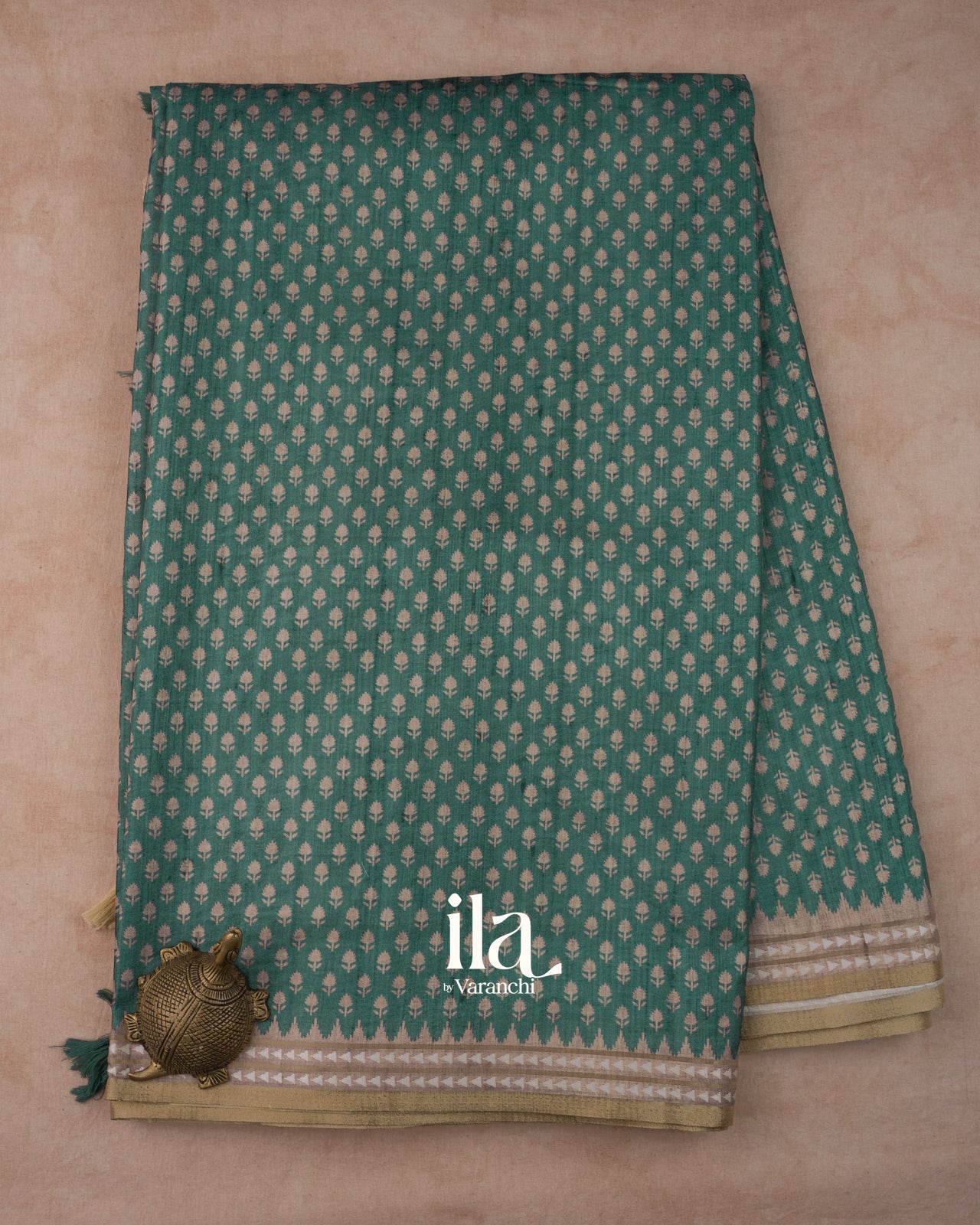 Teal Green Semi Tussar Saree