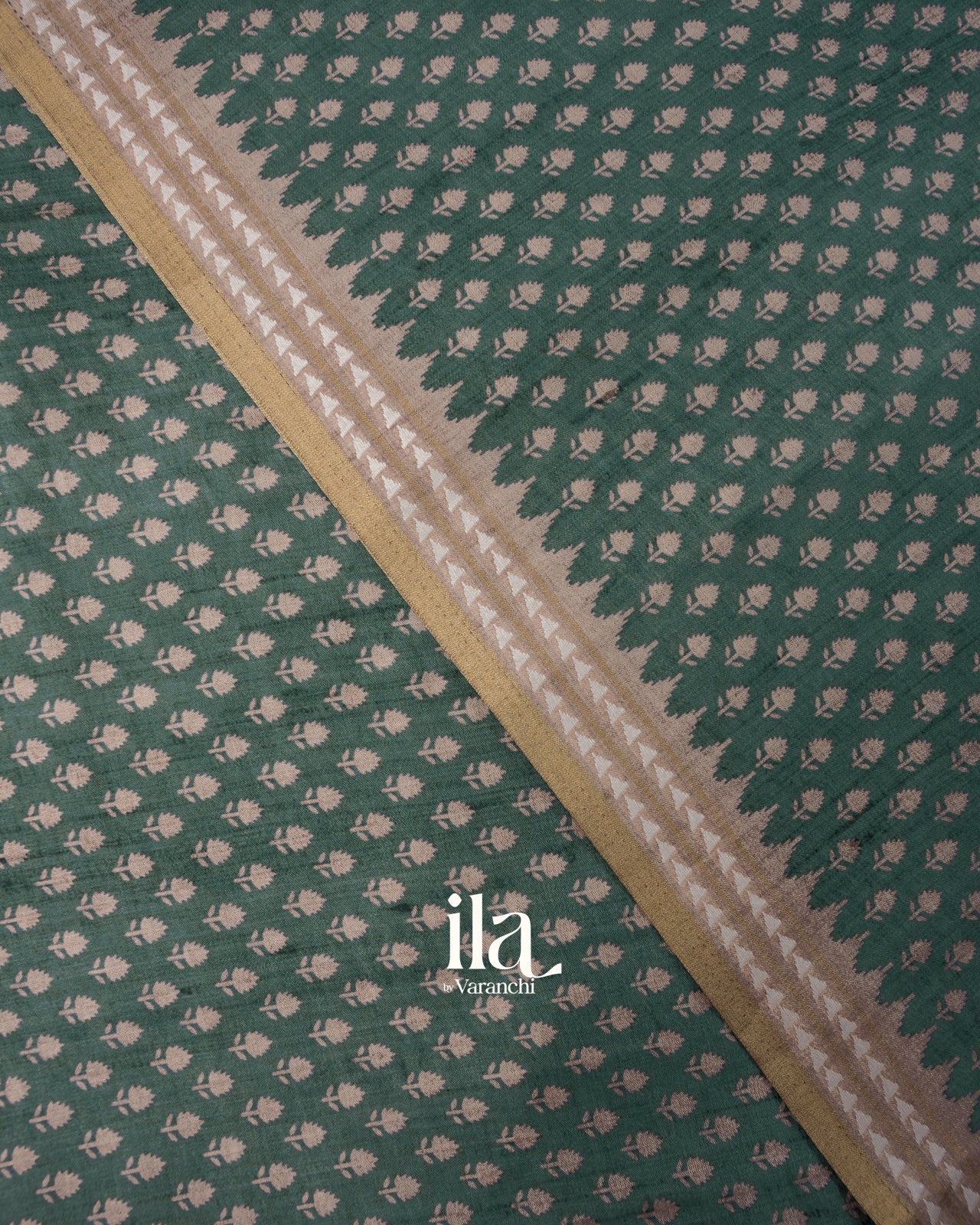 Teal Green Semi Tussar Saree