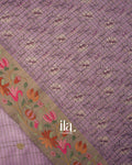 Lavender Checkered Semi Tussar Saree