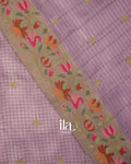 Lavender Checkered Semi Tussar Saree
