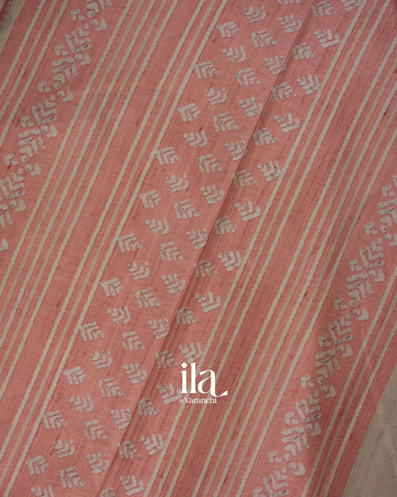 Peach Semi Tussar Silk Saree