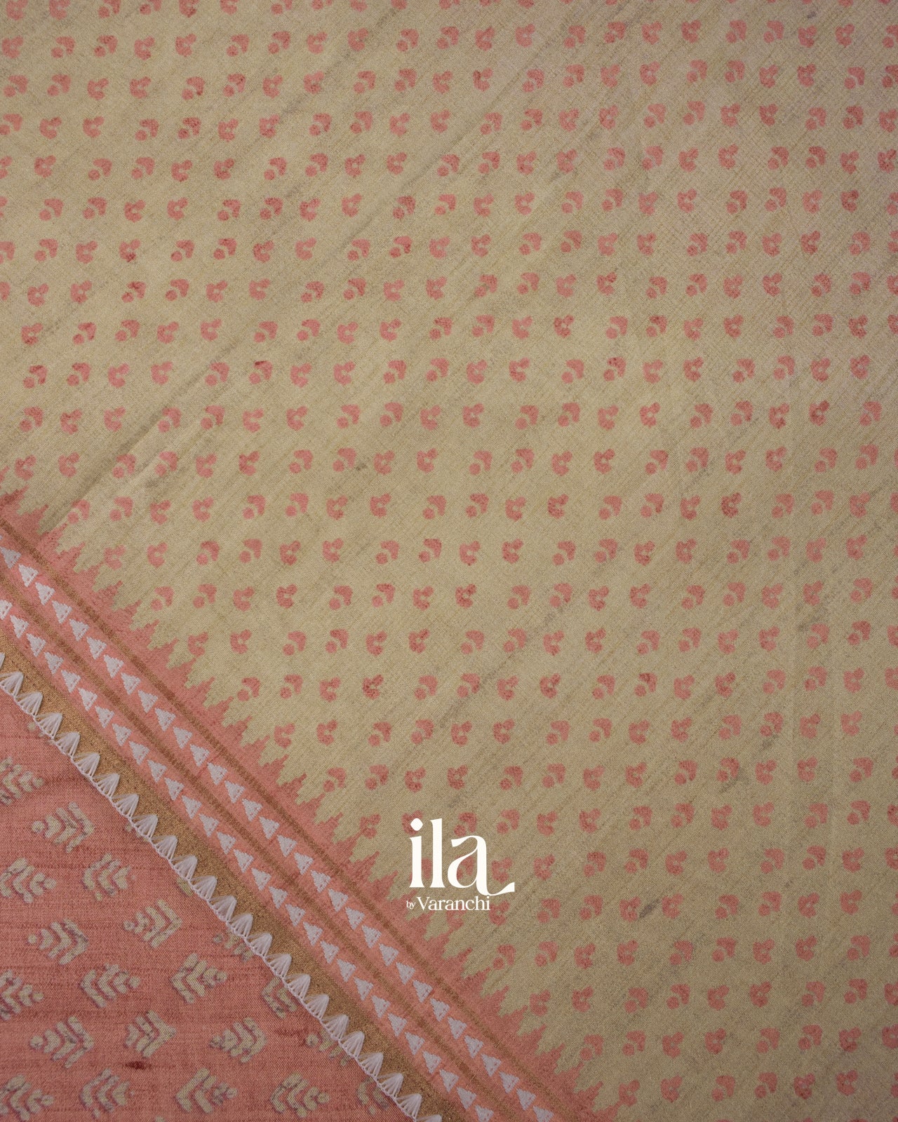 Peach Semi Tussar Silk Saree