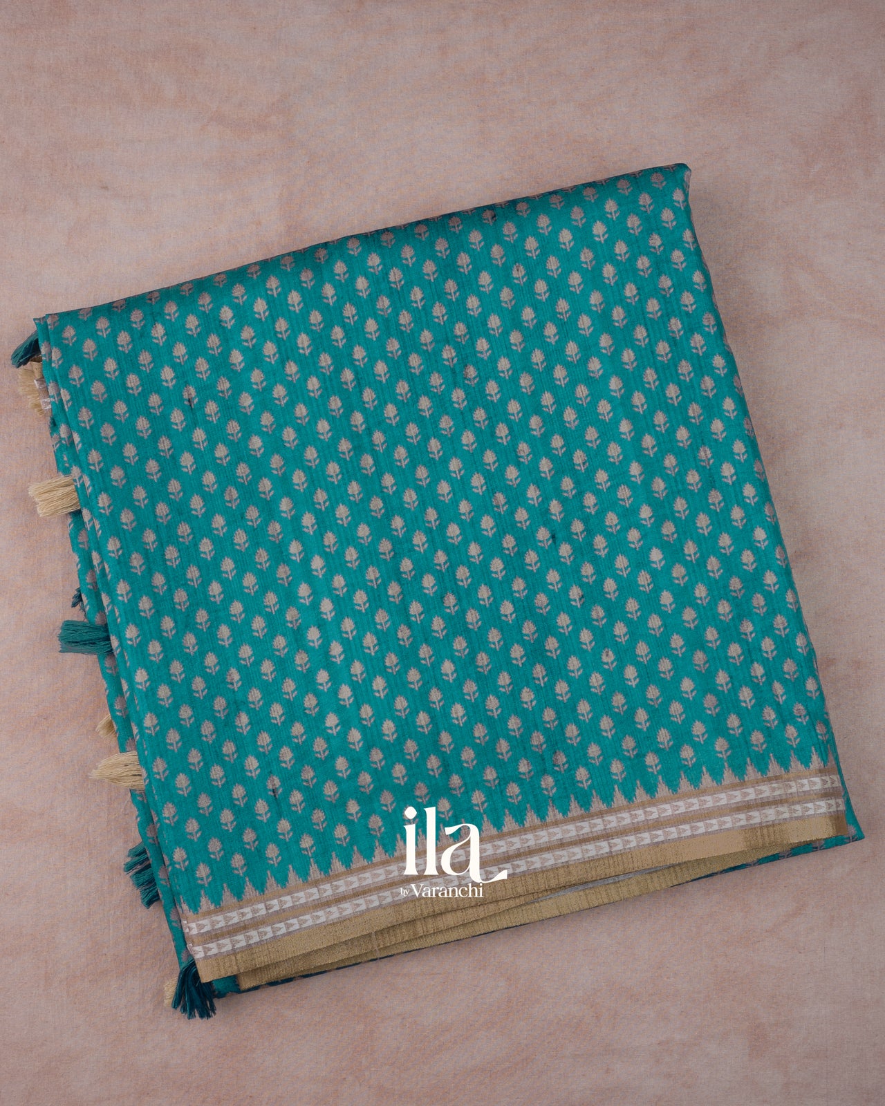 Teal Blue Semi Tussar Saree