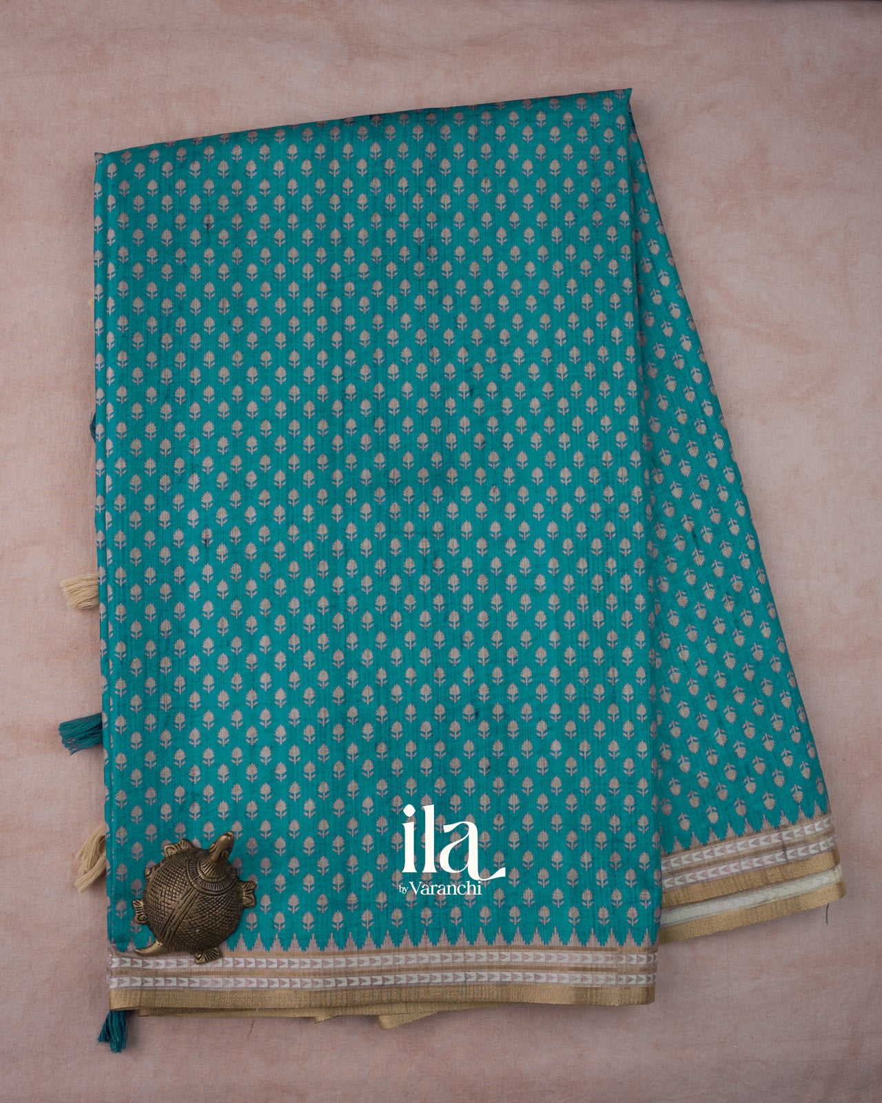 Teal Blue Semi Tussar Saree