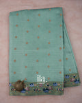 Sage Green Chechered Semi Tussar Saree