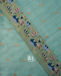 Sage Green Chechered Semi Tussar Saree