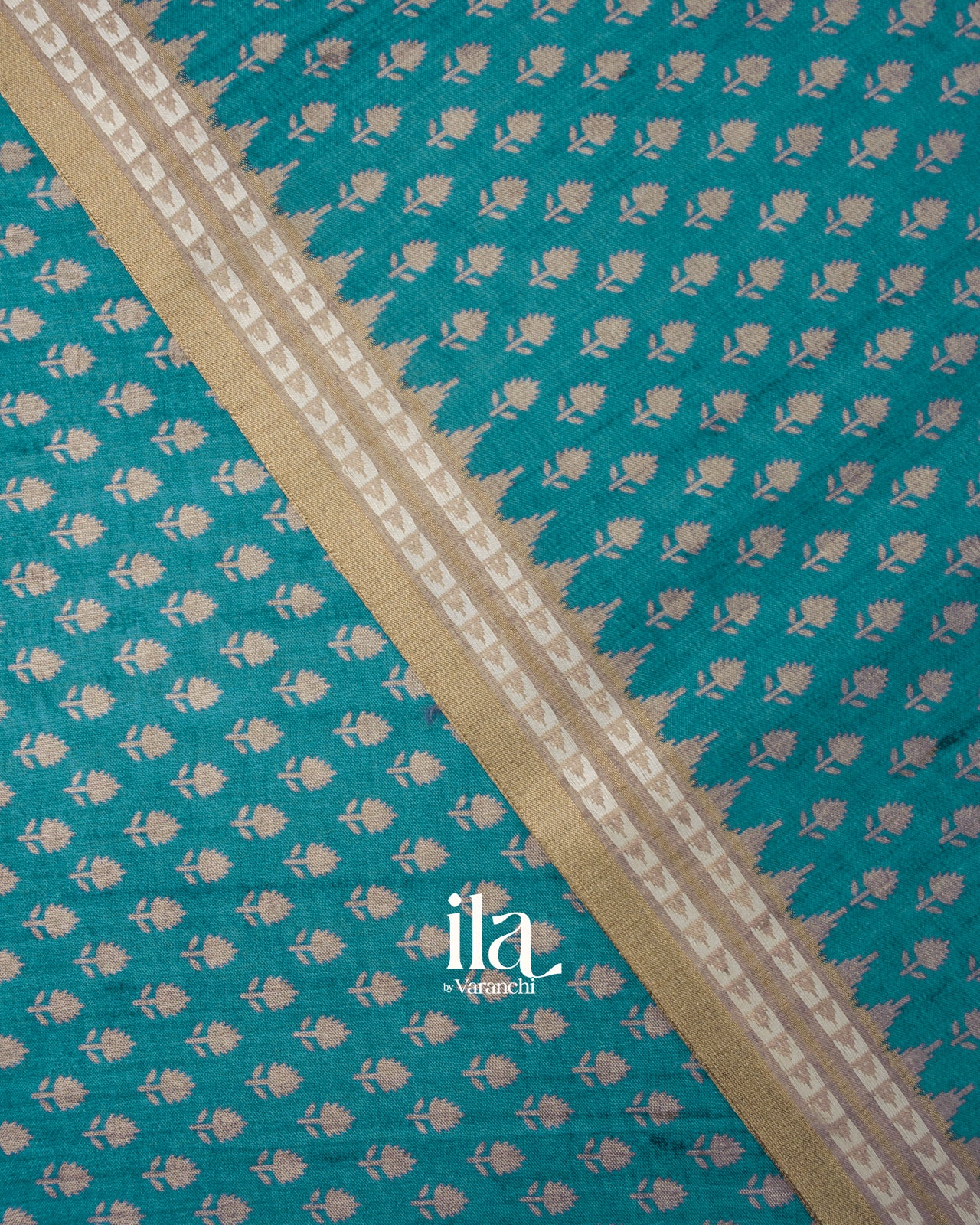 Teal Blue Semi Tussar Saree