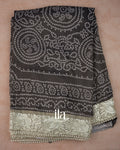 Black Bandhani Printed Semi Tussar Silk Saree