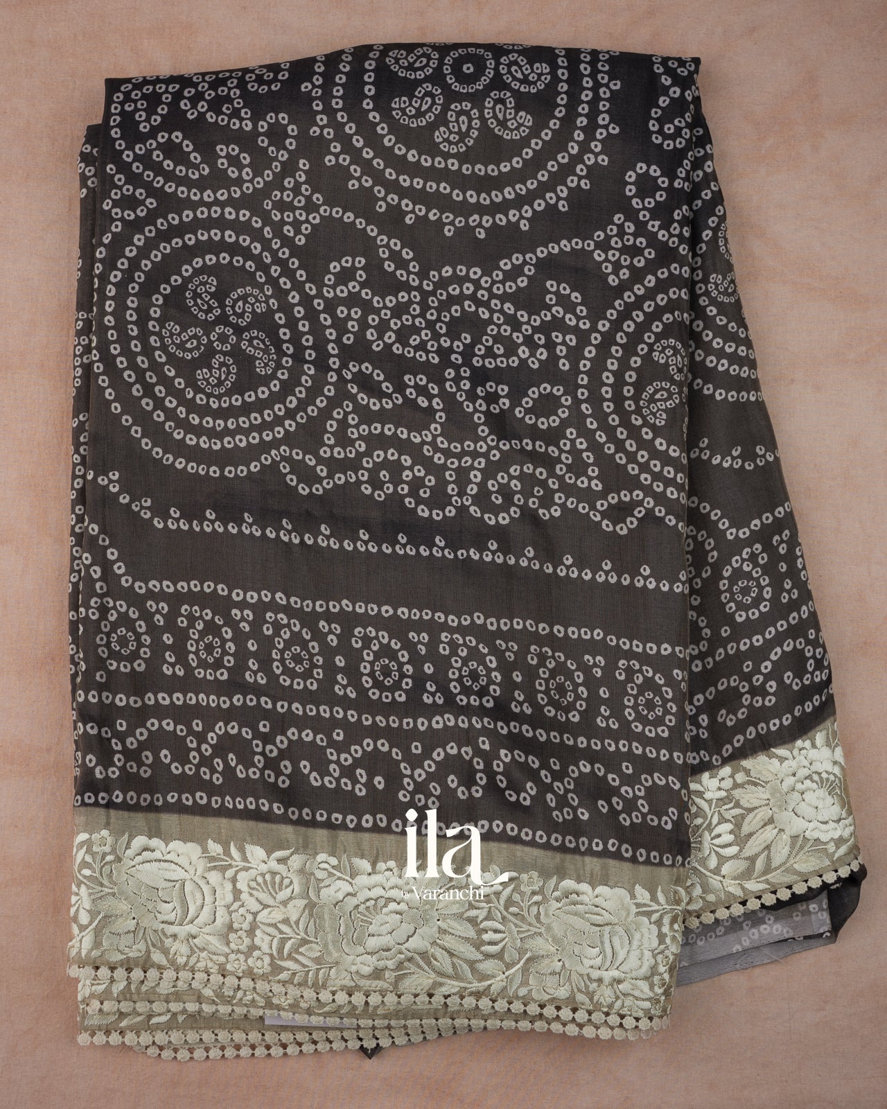 Black Bandhani Printed Semi Tussar Silk Saree
