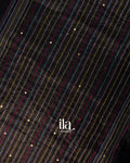 Black Floral French Knot Embroidered Semi Linen Saree