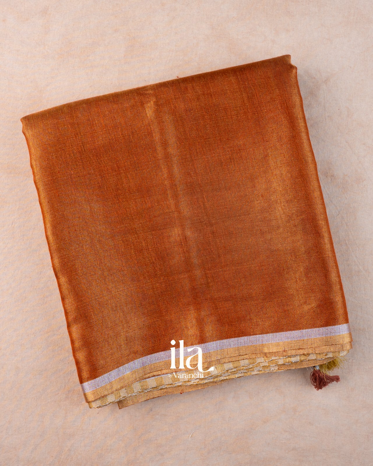 Rust Copper Sonarupa Bordered Semi Linen Saree